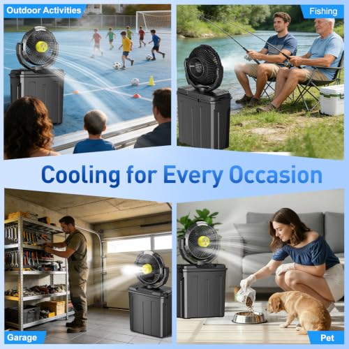 Image of 2026 Misting Fan, Portable Outdoor Fan with Oscillation, 80 Oscillating Fan with Remote, 3-Speed Leak-Proof Water Mist Fan with Dual Nozzles for Patio, Camping, Garage, RV - Ideal Summer Gift