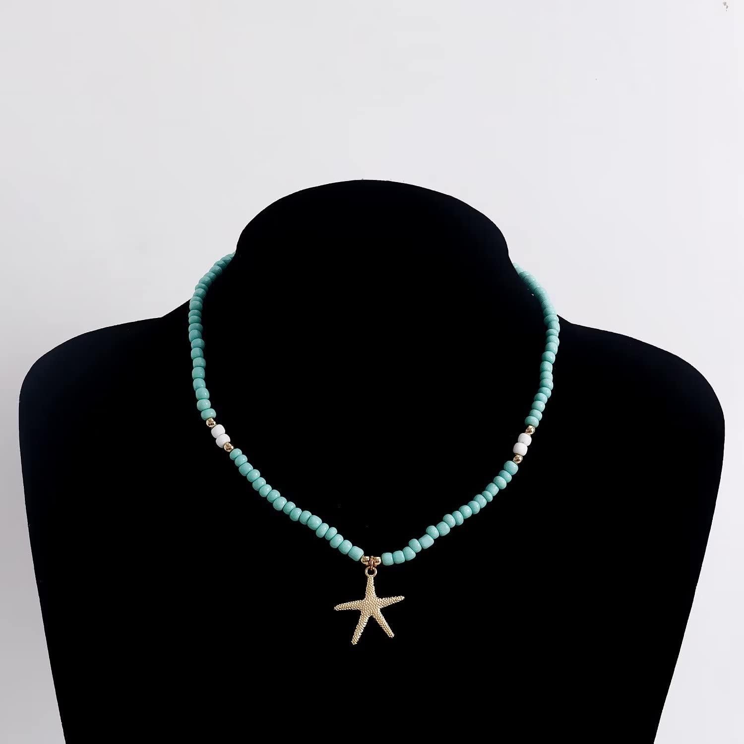 Boho Colorful Beaded Choker Cute Starfish Seashell Necklace image 3