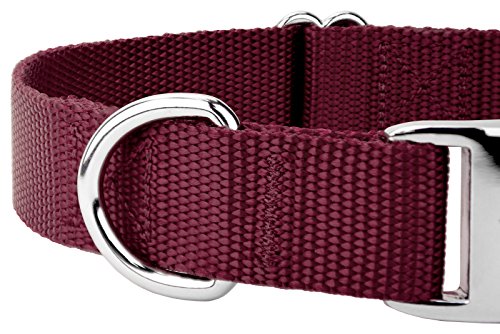 Country Brook Petz - Vibrant 25+ Color Selection - Premium Nylon Dog Collar And Leash (Large, 1 Inch Wide, Burgundy) #TOP7