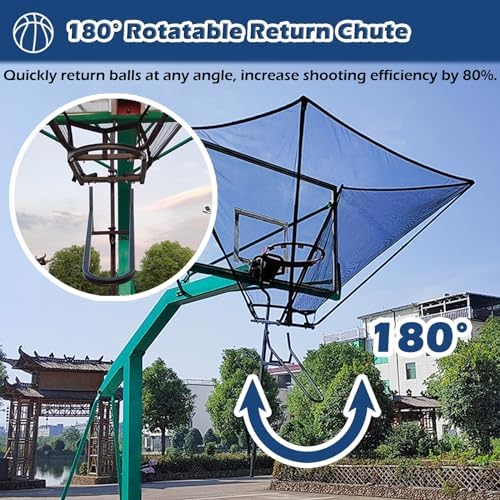 Basketball Rebounder Attachment - 180° Rotating Ball Return Net for Enhanced Training Perfect for Parks Schools and Gyms