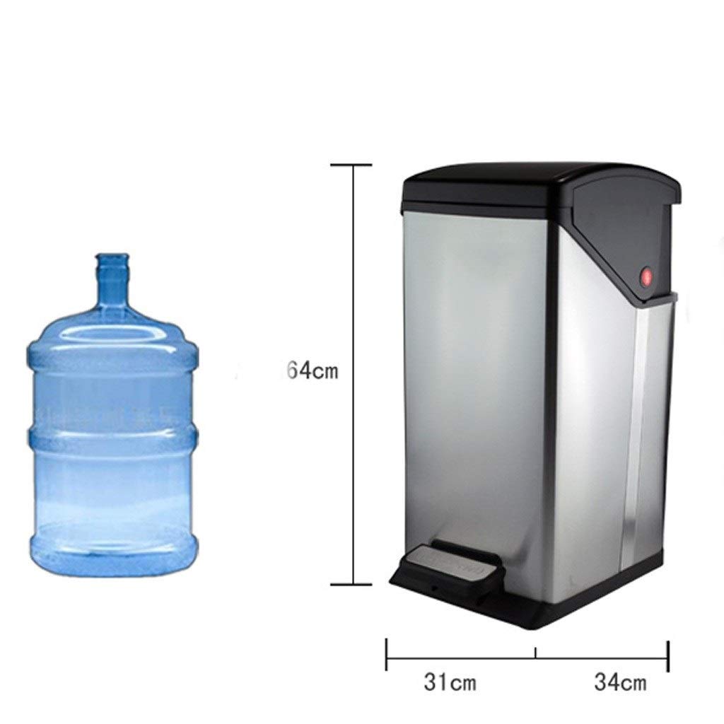 Dustbins Square Foot Trash Can Large 30L Sealed Stainless Steel Plastic Silent Rear-Extending Trash Can for Household Kitchen Waste Recycling