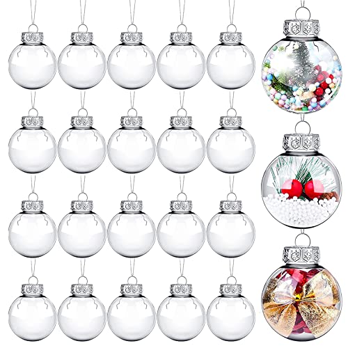 20PCS Bolas de Navidad Transparentes,6cm Diametro Bola Plastico,Bolas Acrílicas Transparentes,Bolas Rellenables Bolas,Manualidades Esferas Navideñas,Bola de Decoración Navideña,Decoraciones de Navidad