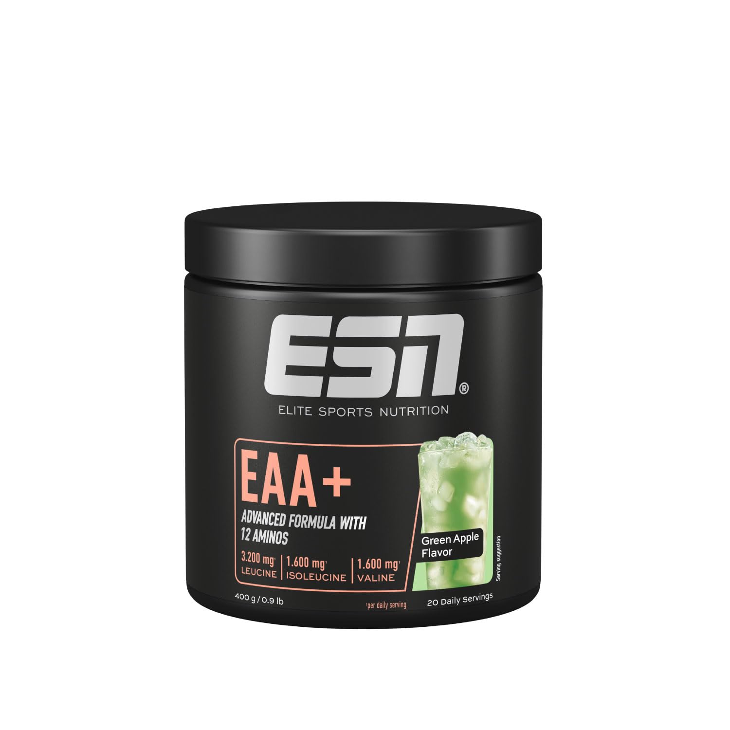 ESN EAA+ – Green Apple, 400 g – EAA+ mit Leucin, vegan, made in Germany
