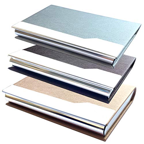CKANDAY 3 Paquet Porte-Cartes de Visite Professionnelles, étui de Protection Multi-Poches en Soie de Luxe en Cuir PU avec Fermeture magnétique et métal pour nom, Carte d'identité pour Carte de crédit Cover