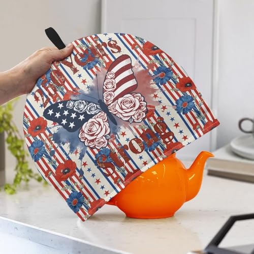 Image of Stars and Stripes Tea Cozy for Teapot America250 Insulated Scratch Proof Butterfly Cup Cozy Breakfast Warmer ReusableTeapot Insulation Cover for July 4th 2026