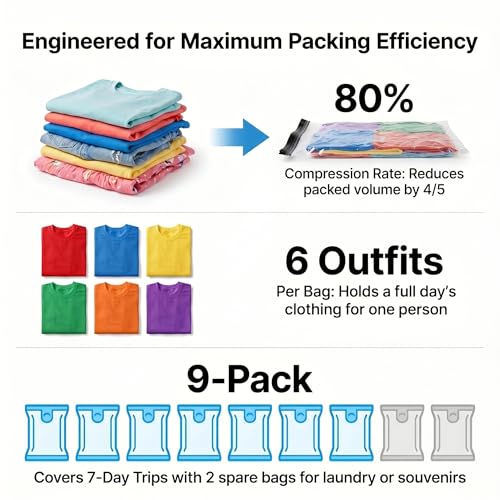 Yobobo Vacuum Seal Bags for Clothing: 80% Compression with Rechargeable Pump - Holds 6 Sum - image 6
