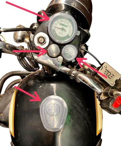 Image of Pure Biking Monsoon Kit Rain Proof Cap Set of 5 Speedo Meter, AMP Meter and Tank Cap + Gear Shift Rubber+ Nut Cover Compatible With All Classic, Standard and Electra Model 2012 to 2020