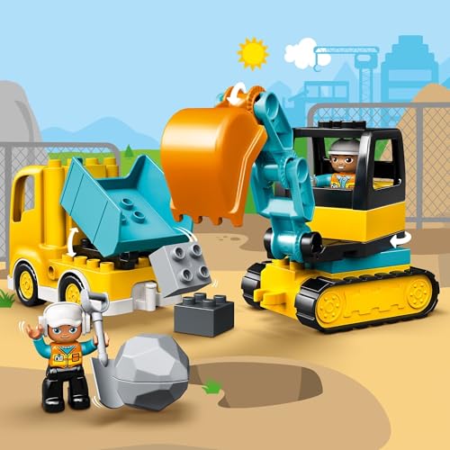 LEGO DUPLO Town Truck & Tracked Excavator Construction Toys - Toddler Sensory & Learning Toys, Boys & Girls, Ages 2+ - Building Blocks to Develop Fine Motor Skills - Gift Idea for Birthdays - 10931 - Image 7