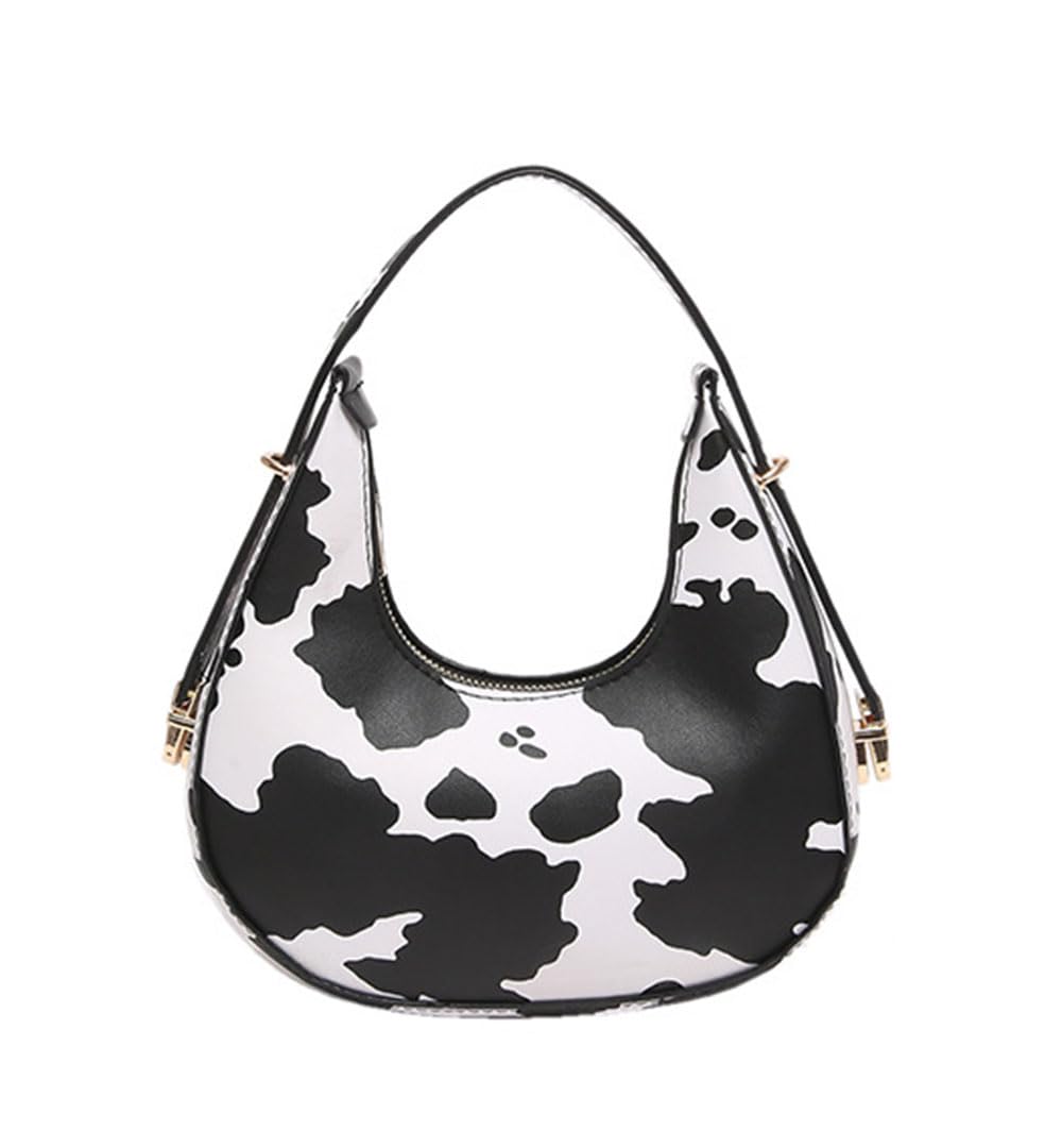 Women Cow Print Shoulder Bag Clutch Purse Underarm Handbag Satchel Zipper Tote Bag Purse