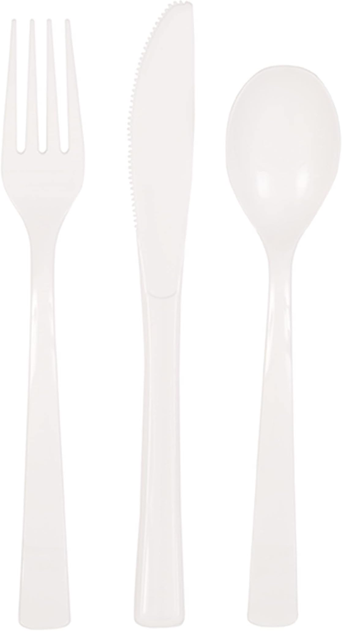 White Solid Assorted Plastic Cutlery - Classy & Elegant Flatware Design - Perfect for Parties, Weddings & Events - 18ct