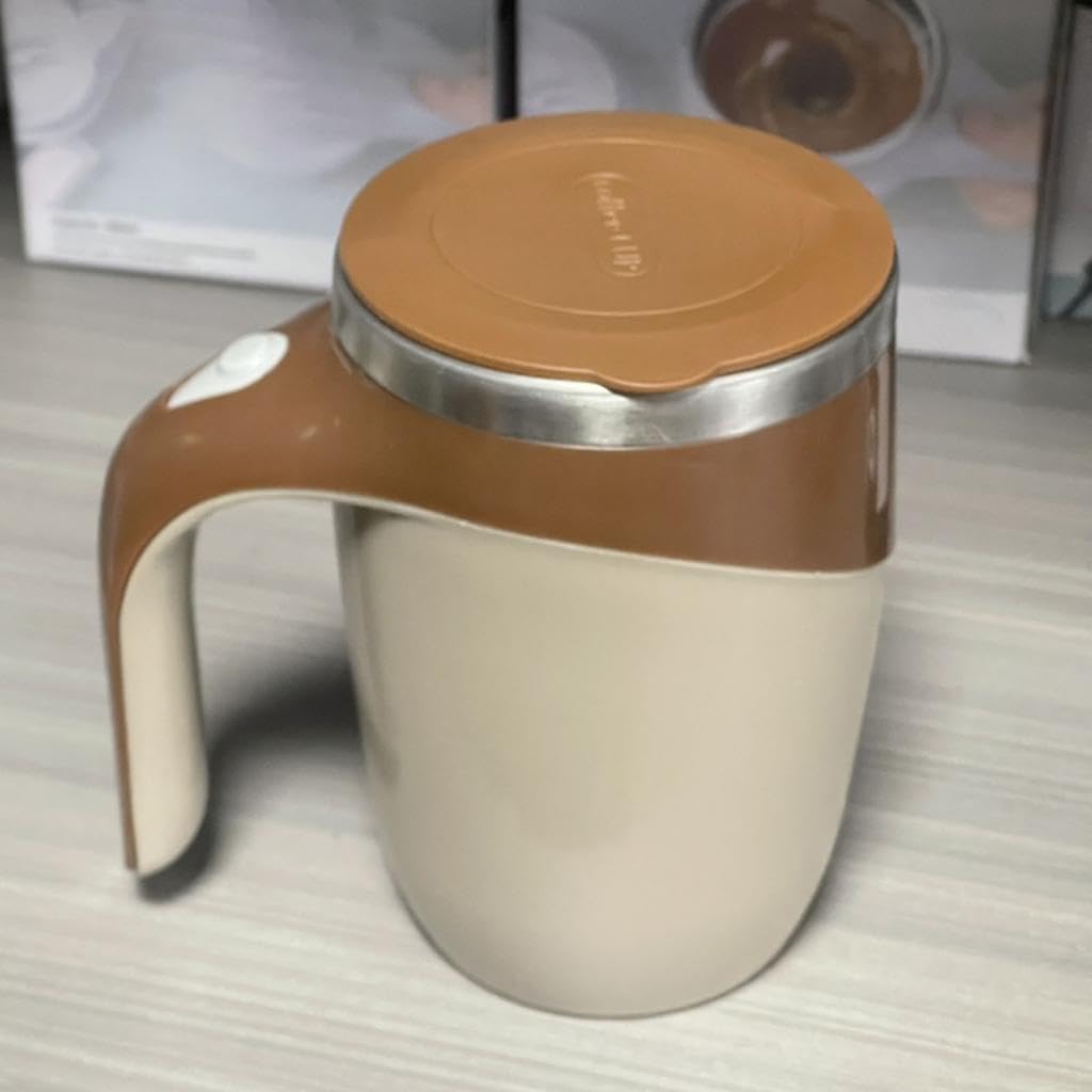 predolo Elektrische Rührbecher Tasse mit Automatischem Edelstahl Rührwerk für Heißgetränke Kaltgetränke Und Proteinshakes Inklusive Flaschenbürste für