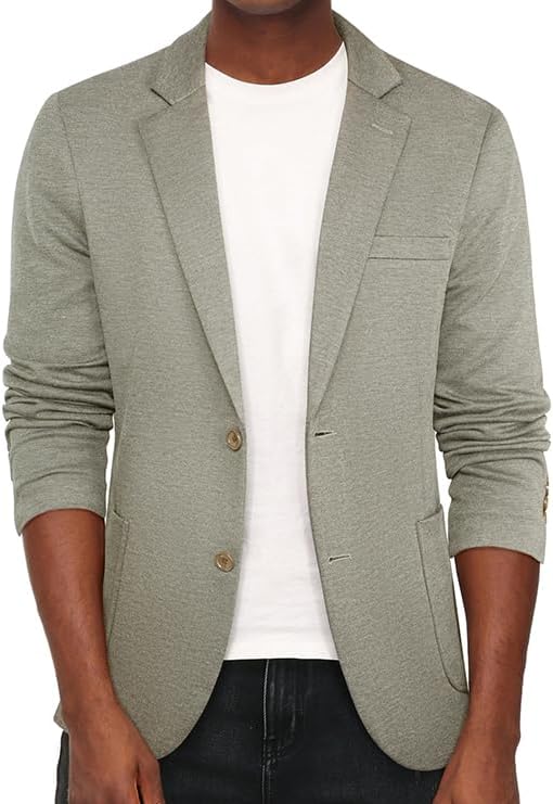 Men's Casual Knit Blazer Suit Jackets Two Button Lightweight Unlined Sport Coat