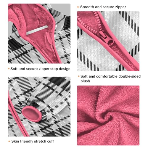 GuoChe White Black Plaid Big Girls Jackets With Sherpa Lining3