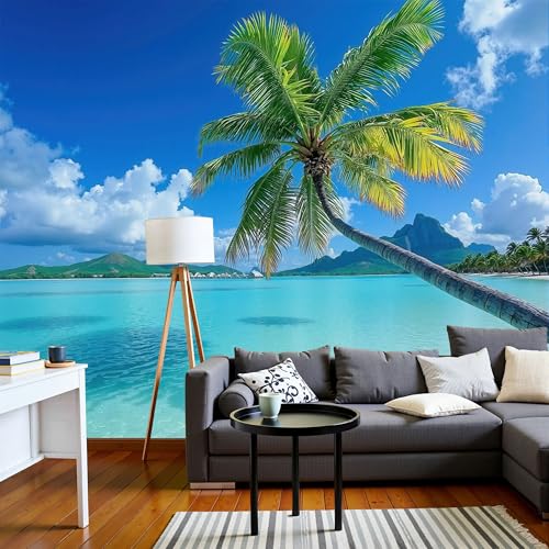 Décoration murale personnalisée papier peint 3d côte tropicale - 3