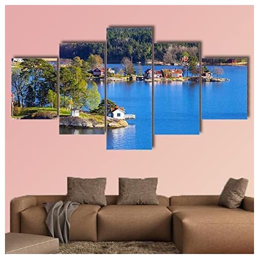 5 delar canvastavlor tryck på duk väggkonst målning 5 stycken lantliga svenska landskap 5 delar canvastavlor bild modern affisch konstmålning för dekoration vardagsrum