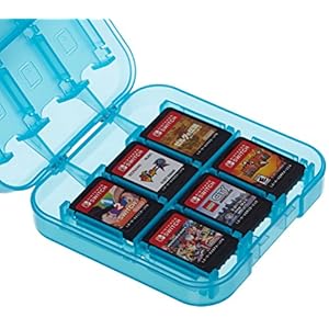 Amazon Basics Game Storage Case for 24 Nintendo Switch Games – 3.4 x 3.4 x 1 Inches, Blue
