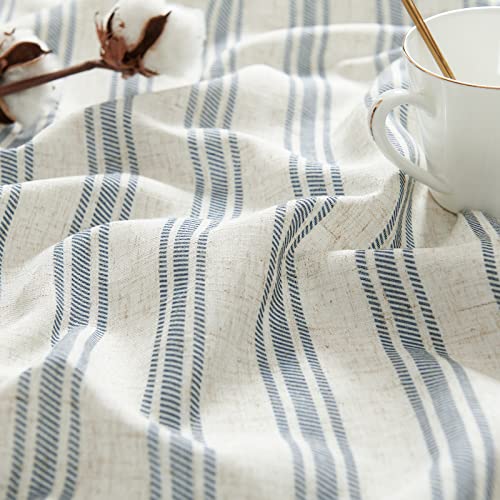 Jinchan Kitchen Curtains Linen Tier Curtains Striped Cafe Curtains 36 Inch Stripe Small Window Curtains Balanced Stripe Curtains Light Filtering Farmhouse For Bathroom Laundry 2 Panels Blue On Beige #TOP5
