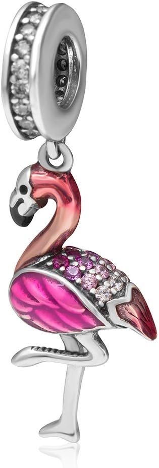 925 Sterling Silver Flamingo Charms fit Pandora Charms Bracelet Birds Animal charms for Christmas Mothers day Valentines Day Gift - Image 2