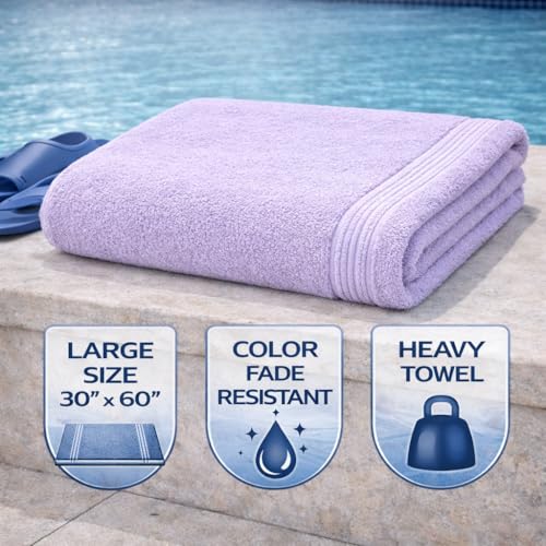 Image of Fitness Mantra Cotton Bath Towel 650 GSM | Heavyweight, Soft & Absorbent | Quick Dry | Large 30 x 60 Inch Towel for Daily Bath Use | 1 Peace| Purple|