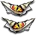 Petit Paire de Triangulaire Métal Déchiré Rip et Evil Monster Eyes Motif Sticker Autocollant Vinyle Voiture 75x35mm Chaque