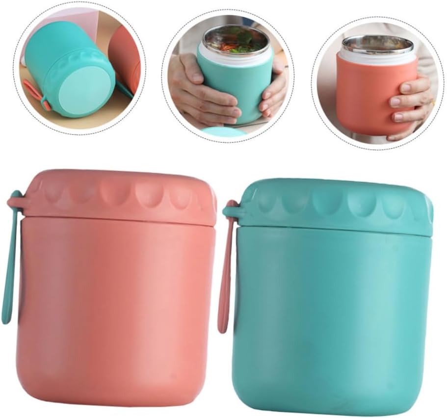 Unomor 2pcs Cup Style Insulated Soup Cup Thermal Insulation Food Jar Milk Jar Strong Seal