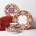 Zestaw obiadowy, 4 sztuki w stylu rustykalnym czerwony wzór vintage ceramiczna zastawa stołowa płyta porcelanowa miska kubek na kolację prezent