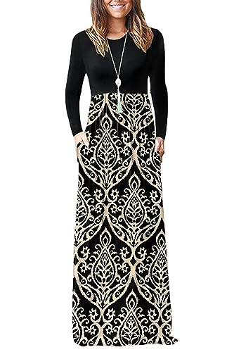 Image of AUSELILY Women's Classic Long Sleeve Dress Loose Plain Long Casual Maxi Dresses with Pockets 2026