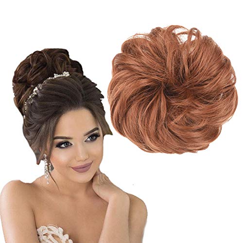 MSBELLE Synthetic Hair Bun Updo Hairpiece Scrunchie Hair Extensions for Women Ponytail Hair Pieces 35g/Pcs 30# Brown