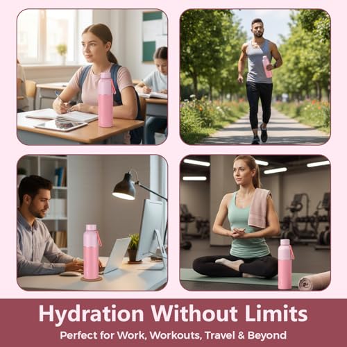 Image of Perch Zenith ISI Certified Hot & Cold Steel Water Bottle 1L | Vacuum Insulated Flask | BPA-Free Leakproof Bottle for Office, School & Gym |Gift Box|Birthday, Anniversary & Corporate Gift |Baby Pink