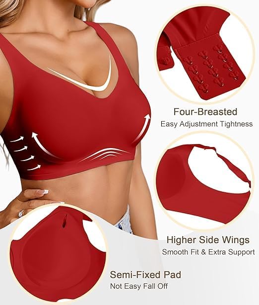 SHAPERX Bras for Women No Underwire Seamless Oversized Everyday Bra Comfort Wireless Padded Soft Support Bralette - Image 4