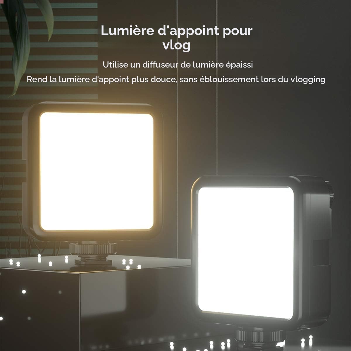 Lumière Caméra, LED Lampe avec 3 Cold Shoe, Eclairage Video Rechargeable 3000mAh, Lumiere Photo Professionnelle CRI95+Dimmable 3200K-5600K pour Tournage Vlog VL81 LED USB