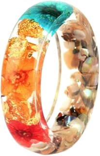 Jude Jewelers Acrylic Resin Dry Flower Candy Color Wedding Band Ring Size 9 - Lightweight Party Jewelry