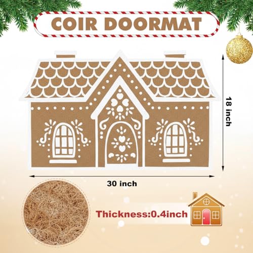 Drydiet クリスマス ジンジャーブレッドハウス コイア ドアマット 30インチ x 18インチ アウトドア クリスマス ウェルカムマット ラグ ホーム インドア ホリデー ギフト バスルーム ドア クリスマス 冬 デコレーション [3]