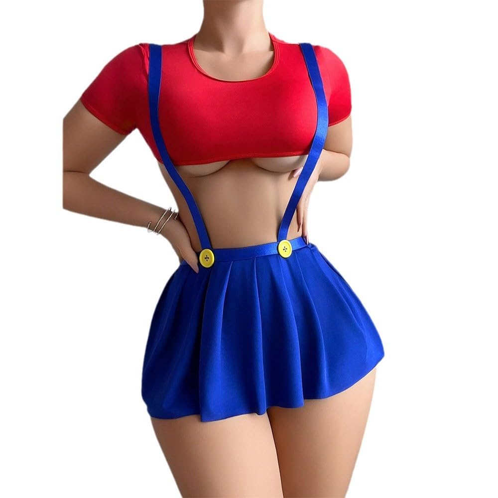 Sexy Lingerie for Women Naughty Polyester College Girl Two Piece top Skirt Deep V Neck Teddy Babydoll Backless Lingerie Babydoll Sexy Nightwear-image-43