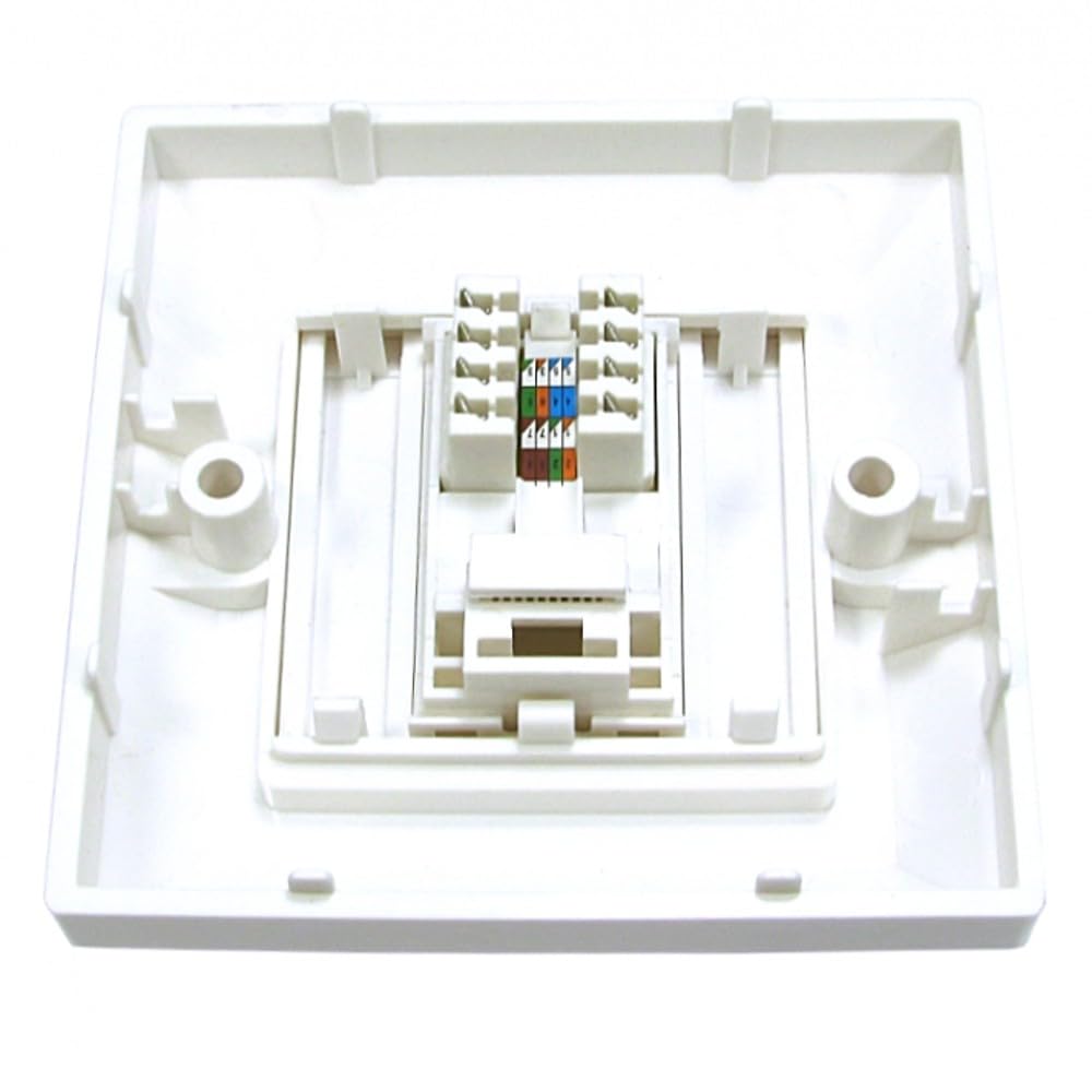 RJ45 Socket Ethernet Cat5e Wall Plate Socket Faceplate Compatible with CAT6/CAT5E/CAT7/CAT8 Network Cable, Keystone Jack Modular, UK Spec. (1 Port, White) - Image 2