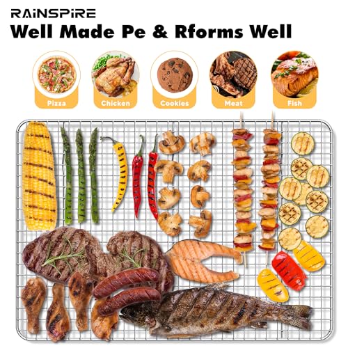 Image of Rainspire Cooling Rack Stainless Steel, Heavy Duty Cooling Racks for Cooking and Baking, Oven Safe Wire Rack for Cooking, Baking Rack for Oven Cooking Fits Quarter Sheet Pan (1, 8.5 inch x 12 inch)