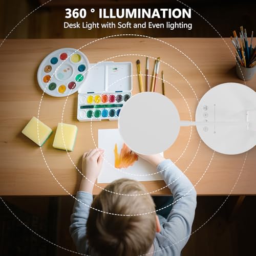 ORITHAM LED Desk Lamp for Home Office, 800LM Bright Full Spectrum Table Lamps, Eye-Care Dimmable Office Lamp, Touch Control Computer Light for Reading,Dorm Study,12W