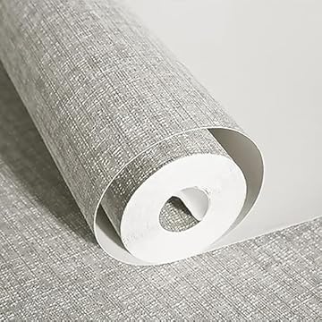 Anttyscar Light Grey Thick Linen Textured Fabric Effect Wallpaper, Mix Plain Wallpaper Roll, Hessian Wallpapers, Minimalist Feature Decoration for Living Room Bedroom Hallway