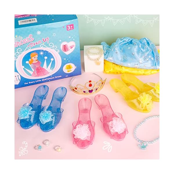 Meland princess dress up - dress up clothes for toddlers with skirts, shoes, crown & play jewelry, princess toys for girls age 3,4,5,6 year old, toddler little girls gift idea for birthday christmas - image 10