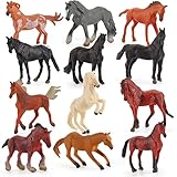 LEBERY Horse Figurines Toys Set Farm Animal Toy Realistic Plastic Horse Figures Mini Toy Horses Playset Horse Club for Cake Topper Christmas Birthday Gift Horse Party Supplies Education Toys for Kids