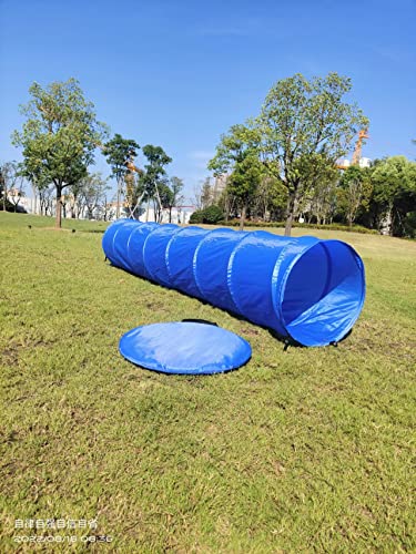 Dog Tunnel- Round Cat Tunnel，Large Dog Tunnel 118'' Long, 19.8'' Open, Blue, Polyester, Play Tunnels For Training Small & Medium Dogs, Park Playground Toy,Pets, W/Carrying Case, 300Cm #TOP7