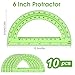 Hoiny 10 Pack Clear Protractor, 6 Inch Plastic Protractors, 180 Degrees Accurate Math Geometry Tools for School, Office, Classroom (Green)