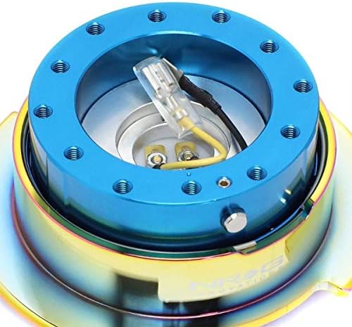 NRG (SRK-250BL-MC) Blue Body/Neo Chrome Ring Gen 2.5 Steering Wheel Quick Release+Blind Spot Mirrors
