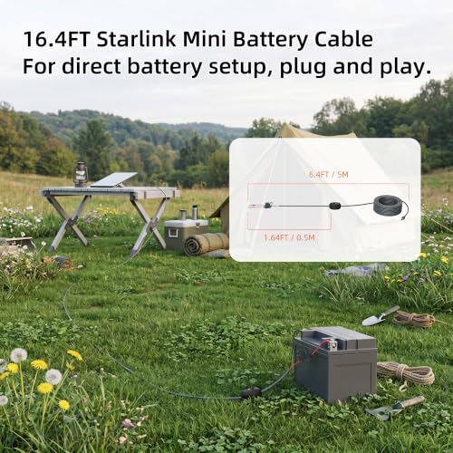 Image of EAZUSE Starlink Mini Battery Power Cable 16.4FT /5M, Starlink Mini 12-24V Battery Adapter O-Ring Power Cable with Fuse and Switch, Ideal for Camper /RVer Plug and Play