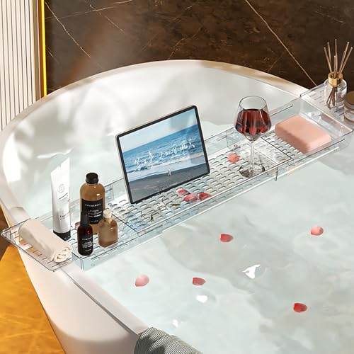 Organizador de baño transparente contra caídas de objetos en la bañera 2