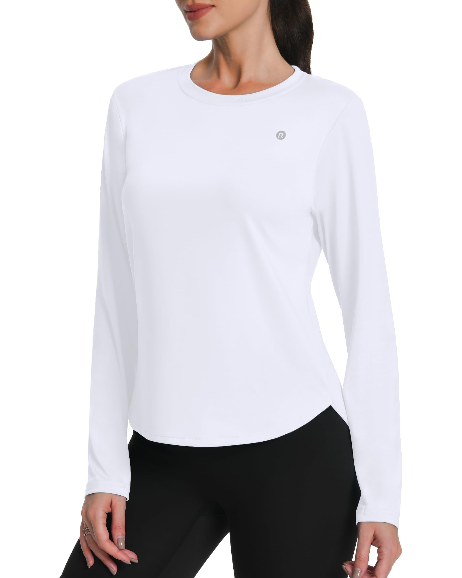 Runhit Sportshirt Damen Langarm, UPF 50+ UV Shirt Funktionsshirt Locker Atmungsaktiv Schnelltrocknend, Leichtes Laufshirt mit Daumenloch & Schlitzsaum für Fitness Yoga Outdoor Sport