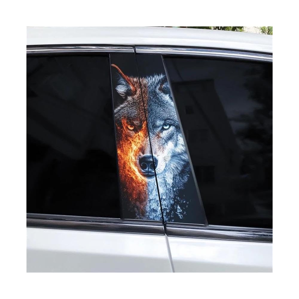 Body Parts 2pcs Wolf Head Car B-Pillar Sticker Waterproof Car Center Pillar Sticker(F)