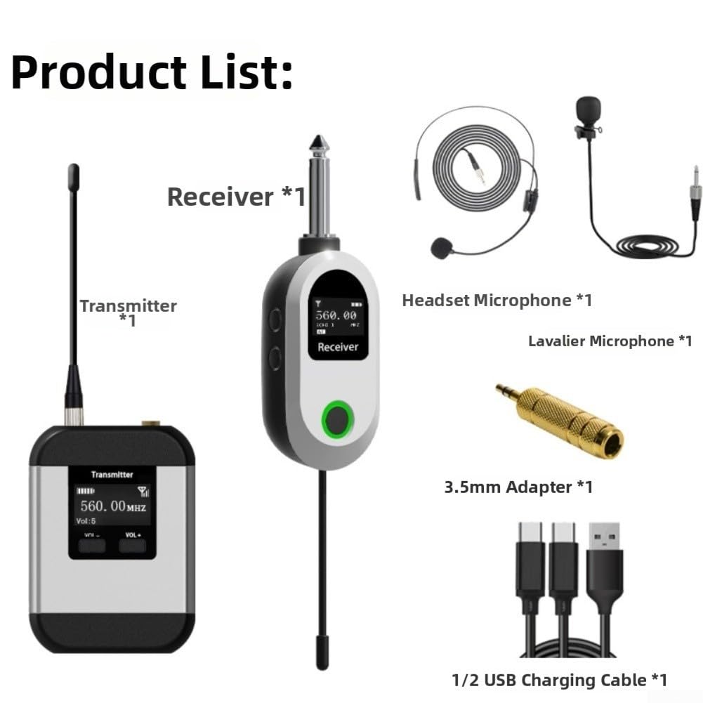 Sistema di microfono wireless UHF portatile con risvolto (1 a 1)