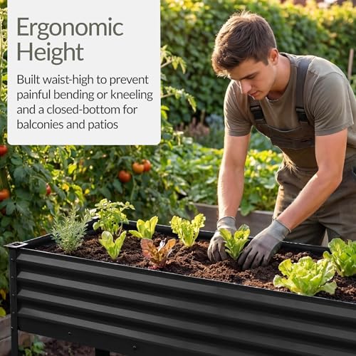 Image of Best Choice Products 48x24x30in Galvanized Raised Garden Bed, Metal Elevated Planter Box, Vegetable Garden for Backyard, Patio, Balcony, 100% Non Toxic Materials - Black