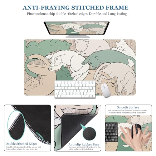 Cat Desk Pad, Teacher Desk Mat for Desktop XXL Large Mouse Pad 31.5×15.7 - image 2